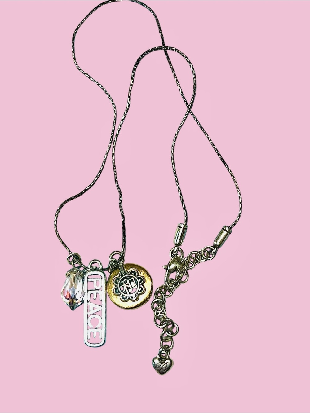 Brighton Two-Tone Mixed Metal Peace & Love Charm Pendant Necklace